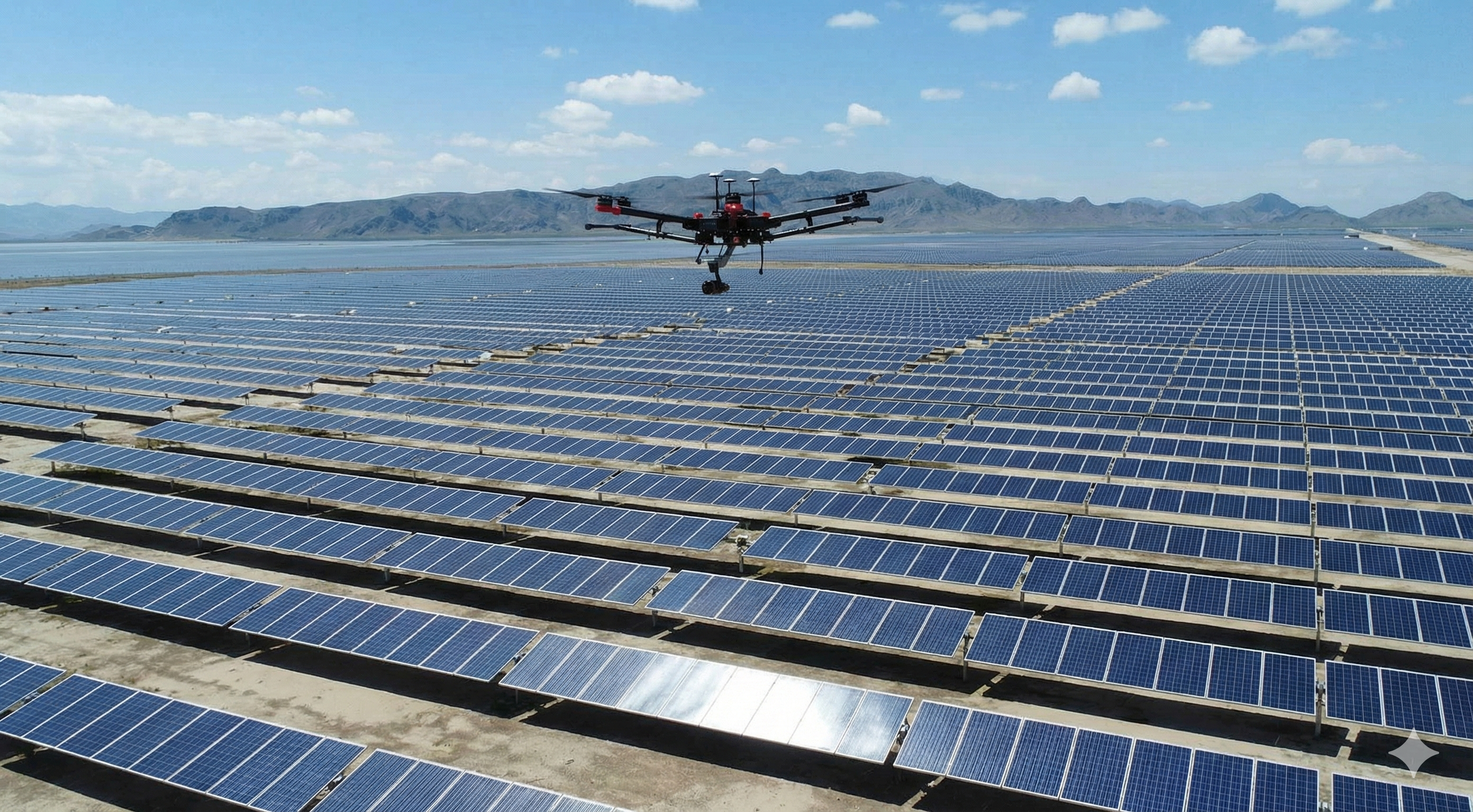 Usina solar com drone